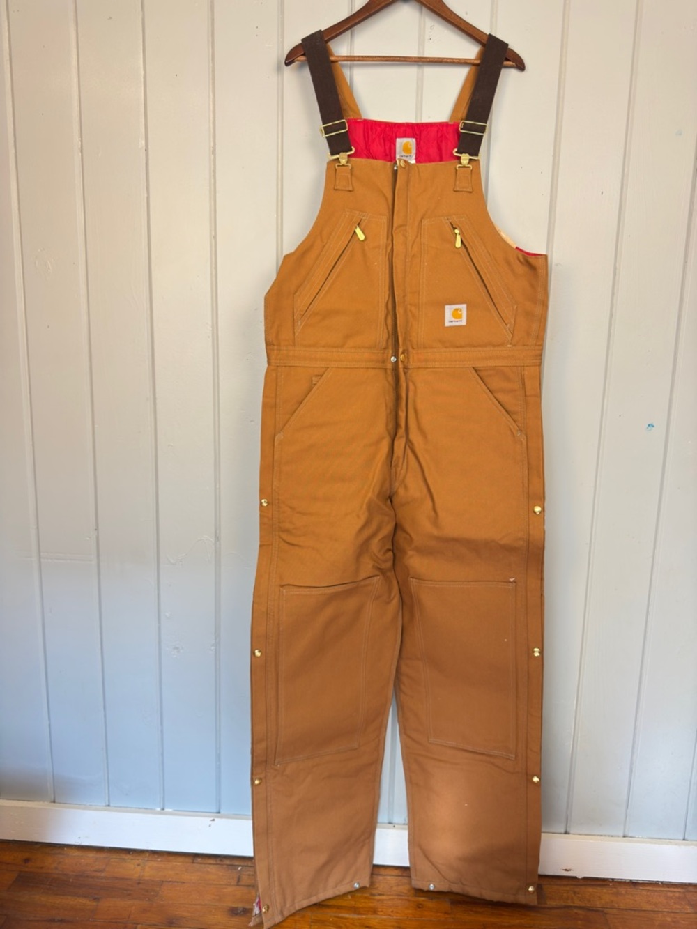 Carhartt R38 Insulated Bib Overalls Mens 36 X 34 Brown Duck Canvas Workwear ***